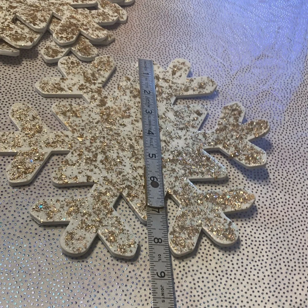 Snowflake Christmas Ornament in white and gold decoration 3 pc